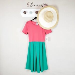 Lularoe Amelia Color Block Sun Dress Casual New Cottagecore Travel Retro Vibes